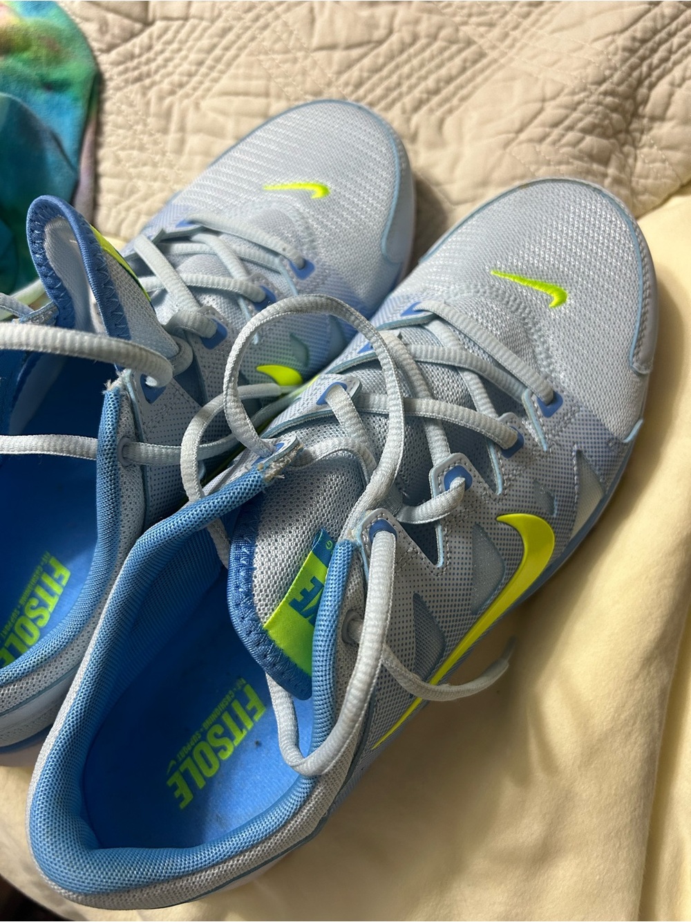 Nike Light Blue & Neon Yellow Women's Running Sneakers